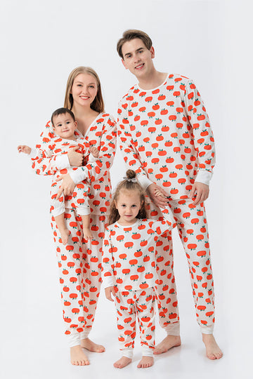 Orange Print Christmas Family Matching Pajamas Set